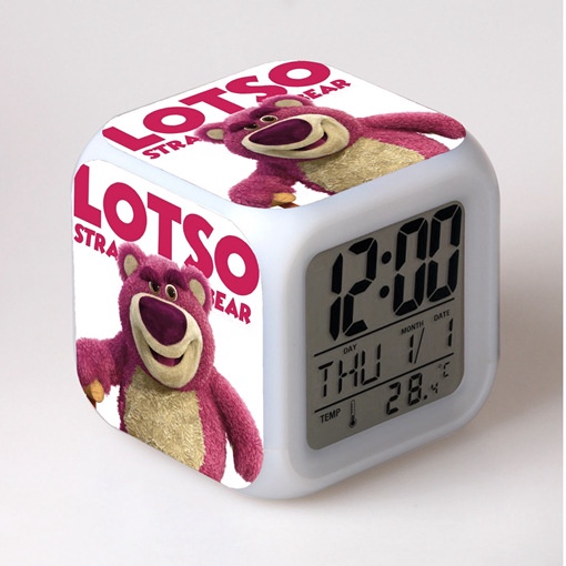 DISNEY Miniso Đồng Hồ Báo Thức Hai Chiều Hình Gấu Dâu Tây Thay Đổi Màu Sắc Làm Quà Tặng Sinh Nhật Cho Bé