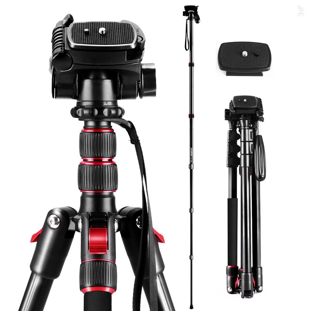 Tripod K&F CONCEPT 2 trong 1 xoay 360 độ bằng hợp kim nhôm cao max 200cm 5kg chụp ảnh tiện dụng cho camera DSLR