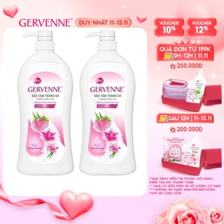 Combo 2 Sữa tắm trắng da hương nước hoa Gervenne Dâu Tây Bạch Tuyết và Lily Hồng 450gr/chai