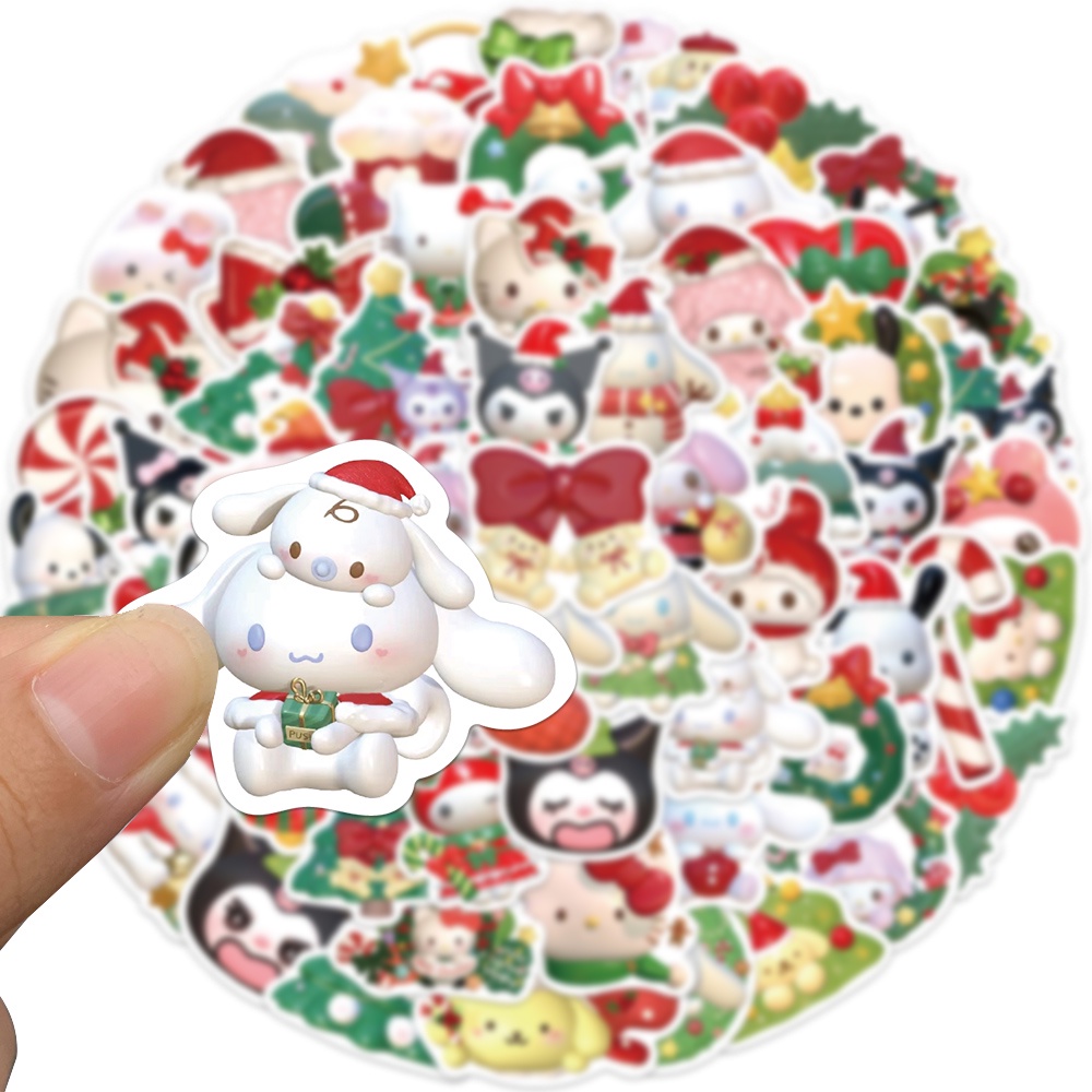 SANRIO Bộ 62 Miếng Dán Chống Thấm Nước Họa Tiết graffiti Độc Đáo Trang Trí Nón Bảo Hiểm / Xe Đạp