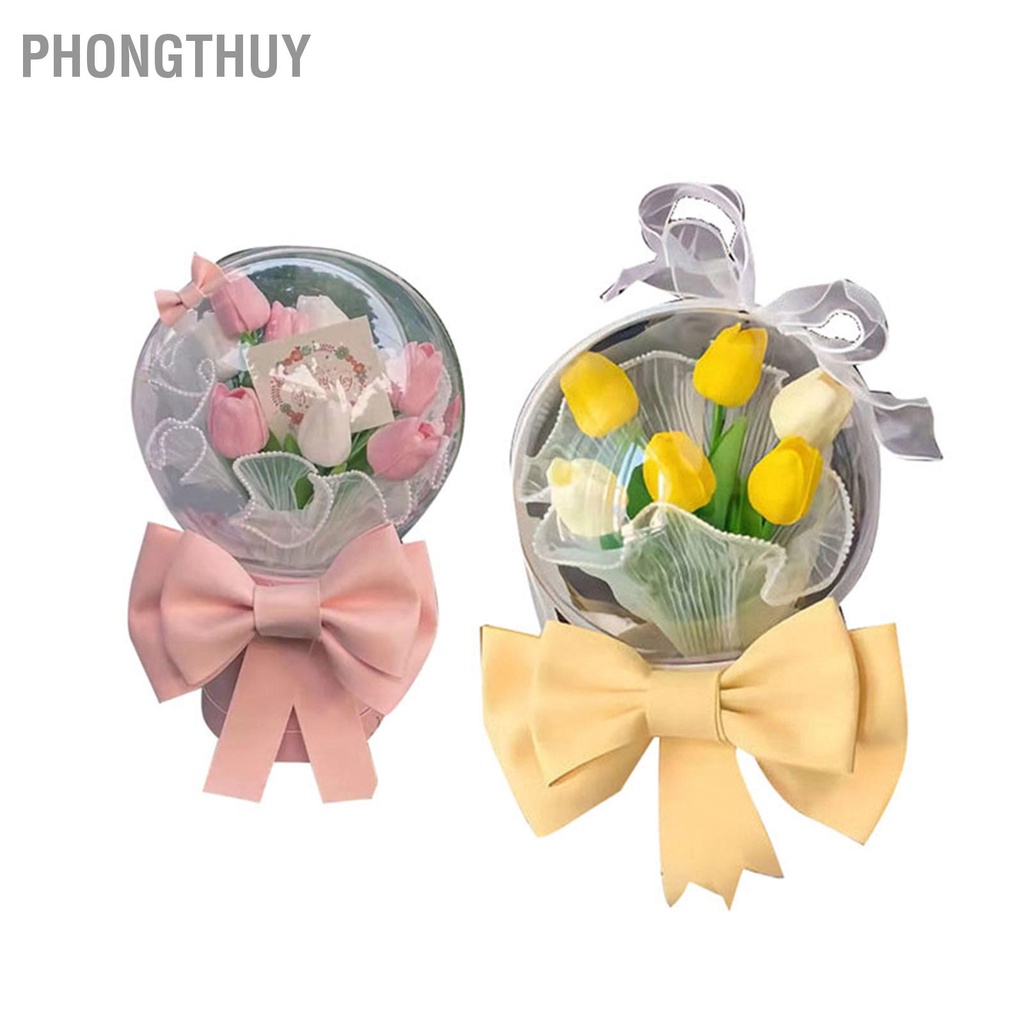 PhongThuy Bó hoa Tulip DIY cho bạn gái Thủ công nhân tạo tinh tế giả để trang trí đám cưới