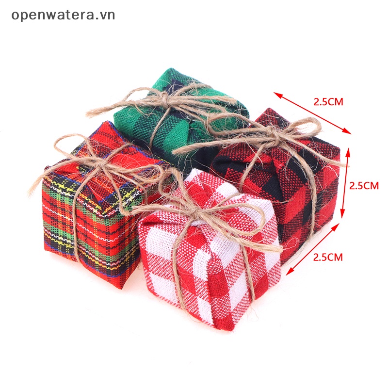 Set 2 / 4 Hộp Quà Bằng Vải Lanh cotton Cho Nhà Búp Bê Tỉ Lệ 1 / 12