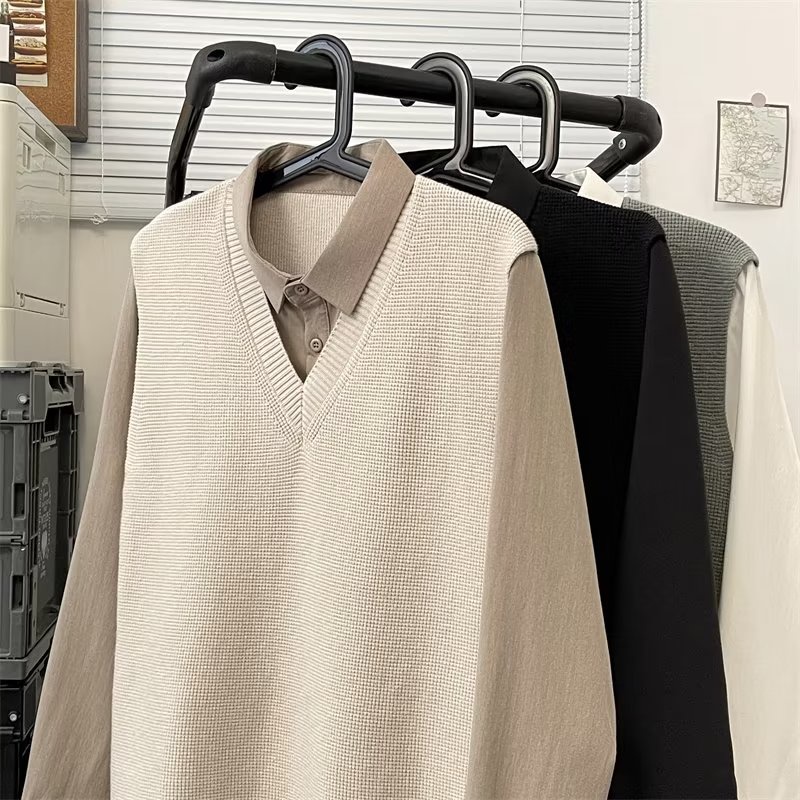 Áo sweater AOKANG giả hai lớp phong cách Hàn Quốc thời trang đơn giản