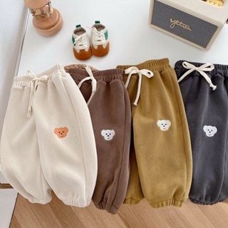 Quần Bông Giữ Ấm Bốn Màu Sắc Thêu Hình Gấu teddy Thời Trang Thu Đông Dành Cho Trẻ Sơ Sinh 1-3 Tuổi 