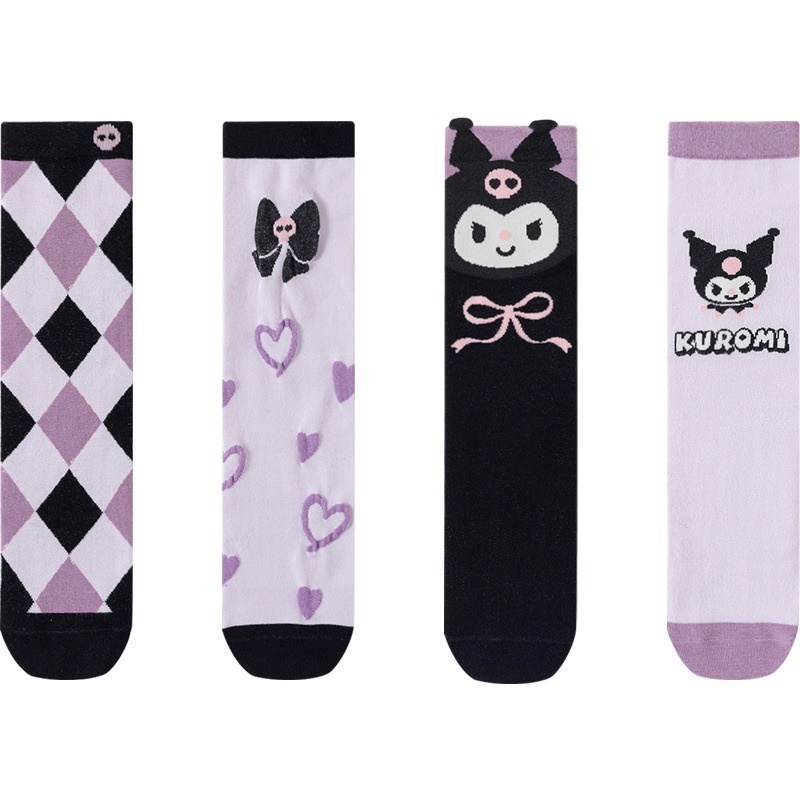 Vớ cotton Cổ Trung Họa Tiết Hoạt Hình sanrio Nhật Bản Dễ Phối Đồ Cho Bé