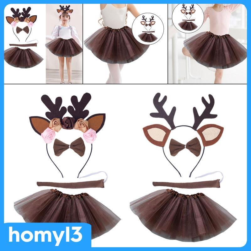 Set Băng Đô + Đầm Hóa Trang Tuần Lộc Xinh Xắn Cho Bé Gái