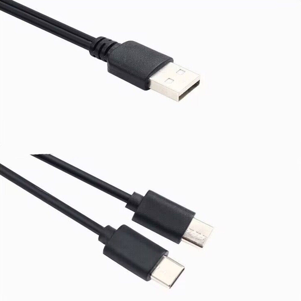 50cm USB Nam Sang Dual TYPE-C Nam Cắm Sạc Điện Y Cáp Đen