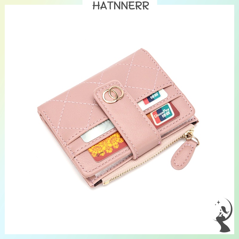 Mới! Ví Ngắn Đựng Thẻ Có Dây Kéo Màu Trơn Thời Trang Dành Cho Nữ fhs