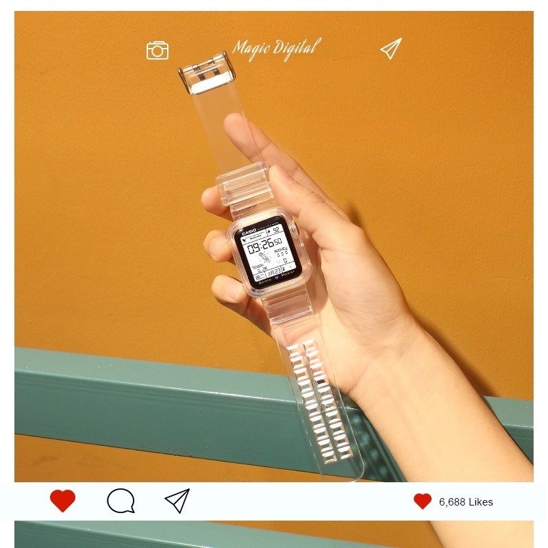 Dây Nhựa Trong Suốt Thay Thế Cho iwatch serise 7 6 se 5 4 3 2 45mm 40mm 42mm 44mm