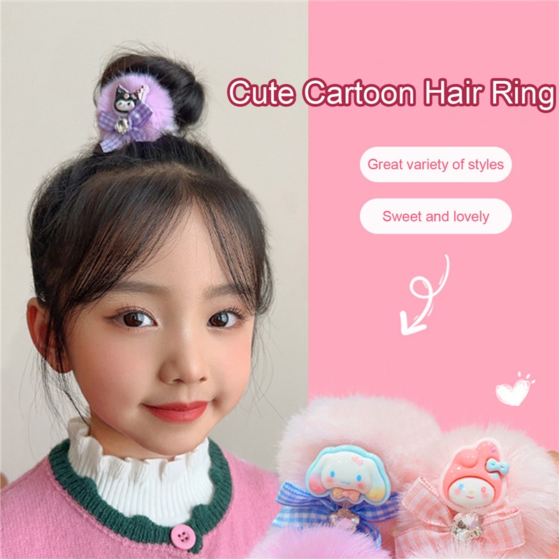 SANRIO Băng Đô Bằng Da Phủ Lông Không Làm Tổn Thương Tóc Cho Bé Gái