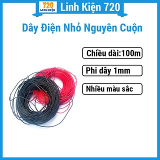 Dây điện nhỏ nguyên cuộn 100 mét lõi nhiều sợi đường kính ngoài 1mm đủ màu