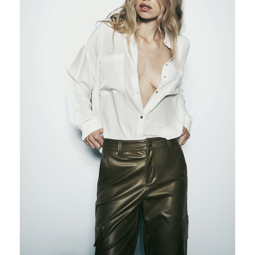 Zara Áo Sơ Mi Tay Dài Dáng Rộng Phong Cách Tối Giản Thời Trang Mùa Thu Cho Nữ 4387238