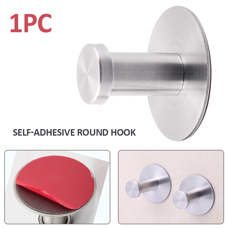 Self-Adhesive Stainless Steel Round Hook Wall Door Towel Hanger for Bathroom
