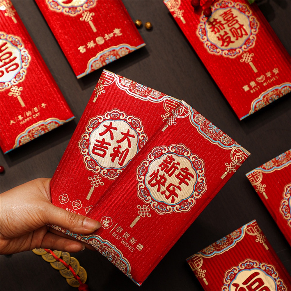 ☛ 6 chiếc Phong Bì Đỏ Năm Mới Biểu Tượng Rồng Năm Mới Lễ Hội Mùa Xuân Phong Bì Đỏ Tiền May Mắn Hongbao Túi Tiền Phước Lành Quà Tặng srlive