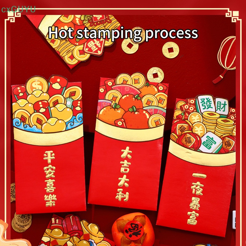 Set 6 Bao Lì Xì Giấy May Mắn Hình Rồng Dễ Thương Cho Năm Mới 2024 prta