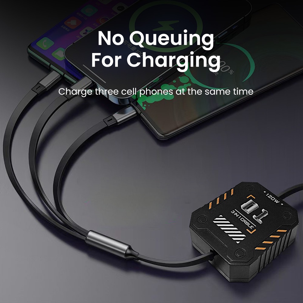 Dây Cáp Sạc Nhanh 3 Trong 1 100w micro usb type c Cho samsung xiaomi