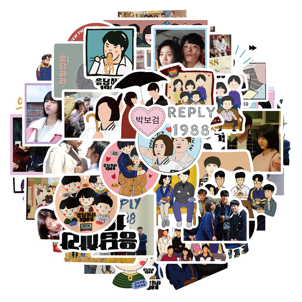 Bộ 50 Miếng Dán Trang Trí Mũ Bảo Hiểm / Bút Chì Chống Thấm Nước Họa Tiết graffiti Duraglossworld 1988 8