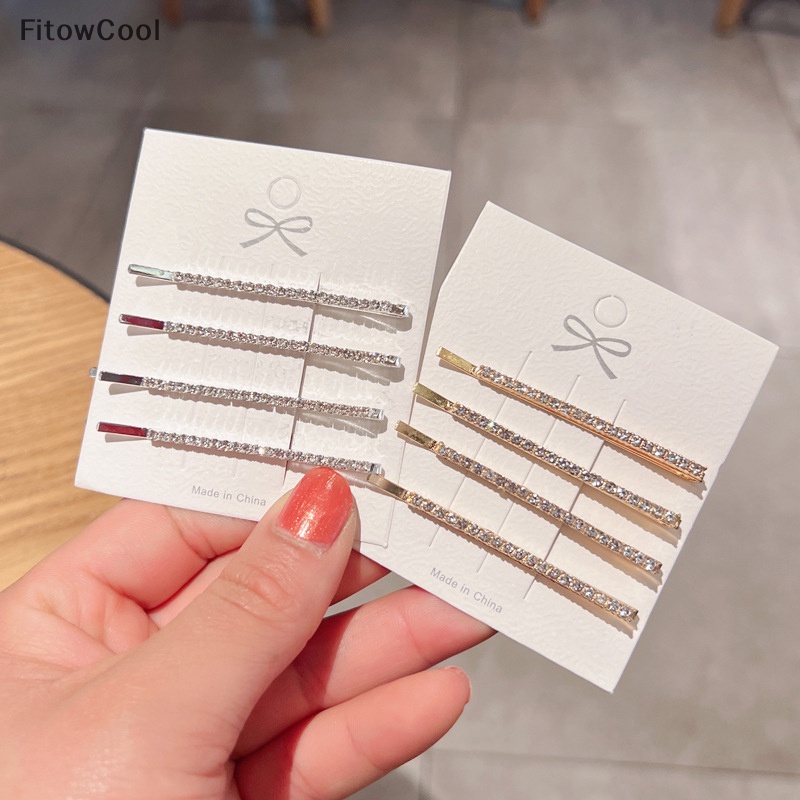 Fcvn Set 2 / 4 Kẹp Tóc Kim Loại Đính Đá Lấp Lánh Thời Trang Cho Nữ