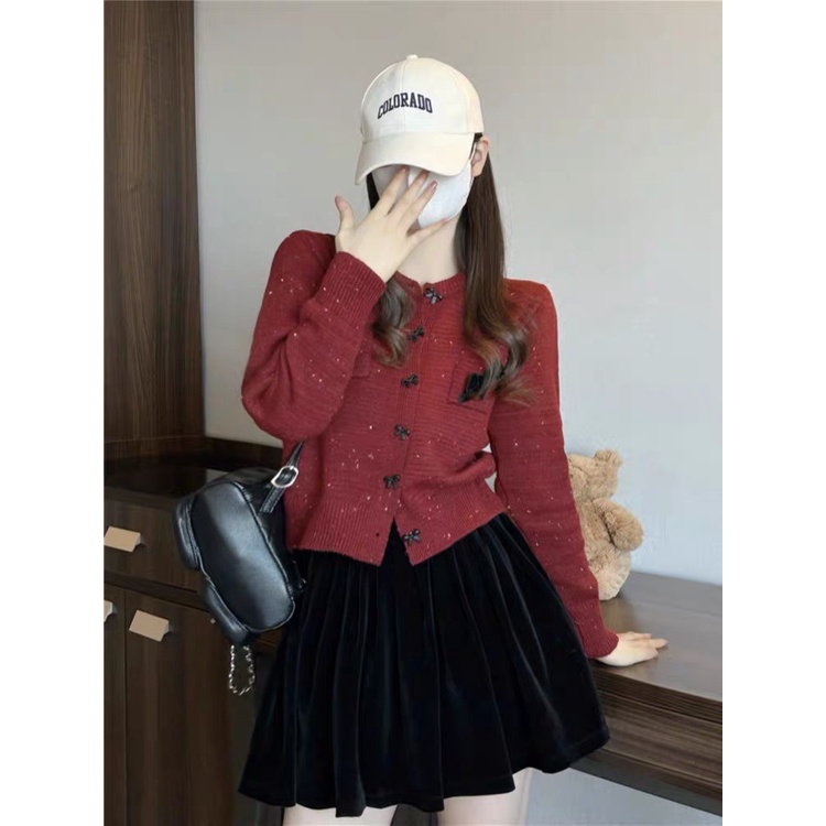 ÁO CARDIGAN LEN ĐÍNH NƠ ULLZANG