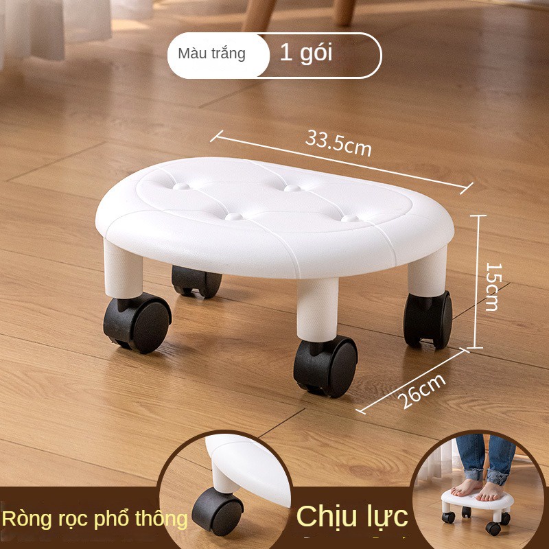 Ghế Đẩu Giả Da Thấp Có Bánh Xe Tháo Rời Được Thông Dụng Cho Phòng Khách / Phòng Ngủ Của Trẻ Em