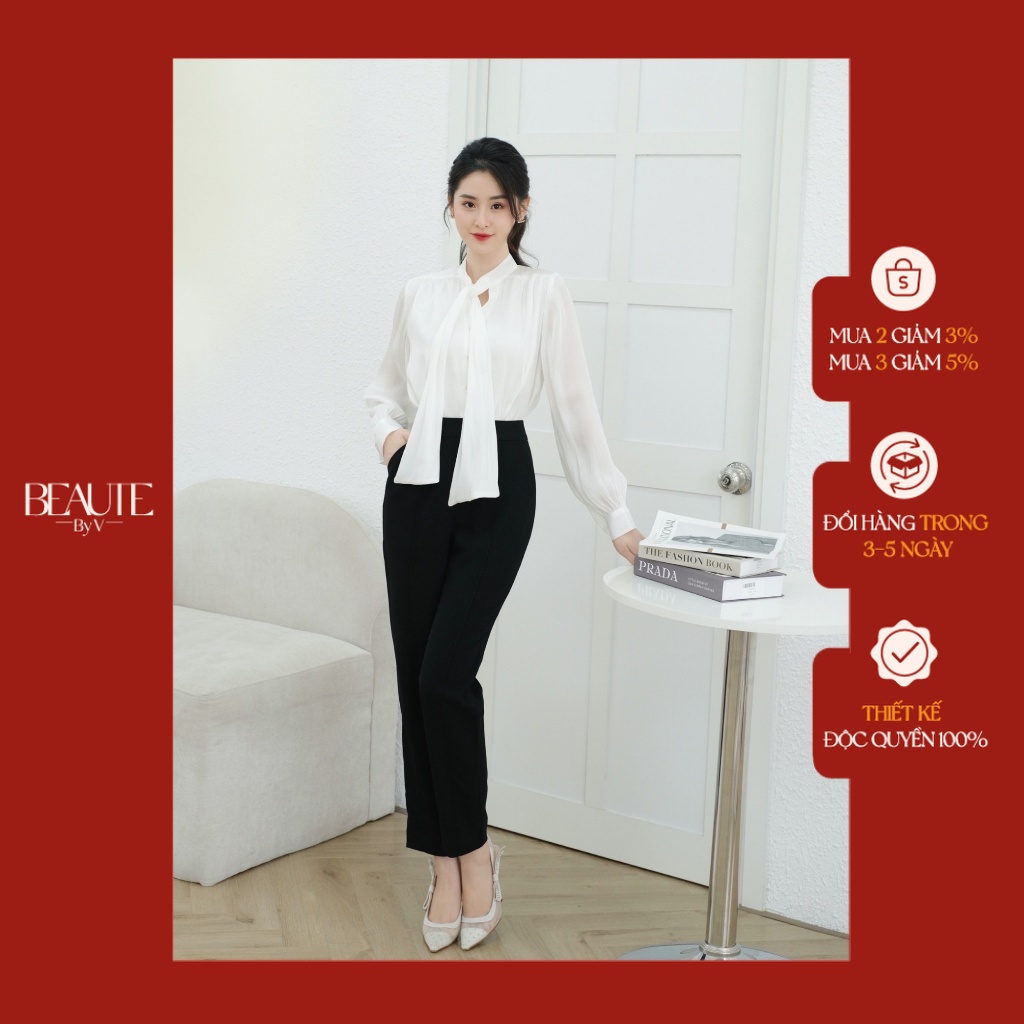BEAUTEBYV - Quần nữ dáng côn có chạy đường mí Salie