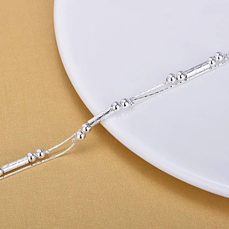 Lắc Chân Mạ Bạc 925 Dạng Chuỗi Xinh Xắn Dành Cho Nữ