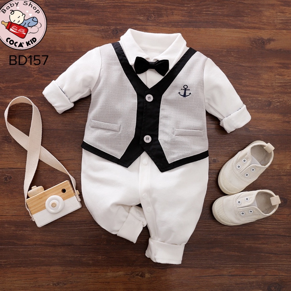 BODY CÔNG TỬ TRẮNG GHI BÉ TRAI COTTON QUẢNG CHÂU