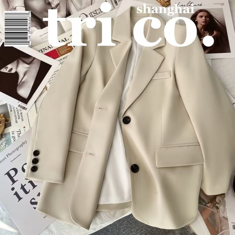 Áo Khoác blazer Dáng Rộng Xẻ Tà Sau Lưng Kiểu Hàn Quốc Thời Trang Xuân Thu 2024 Cho Nữ