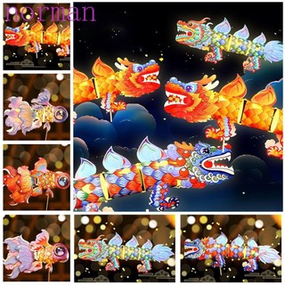 Norman lồng đèn xếp hình rồng cá rồng vàng rồng nhảy múa lồng đèn giấy phát sáng cầm tay lễ hội trung thu