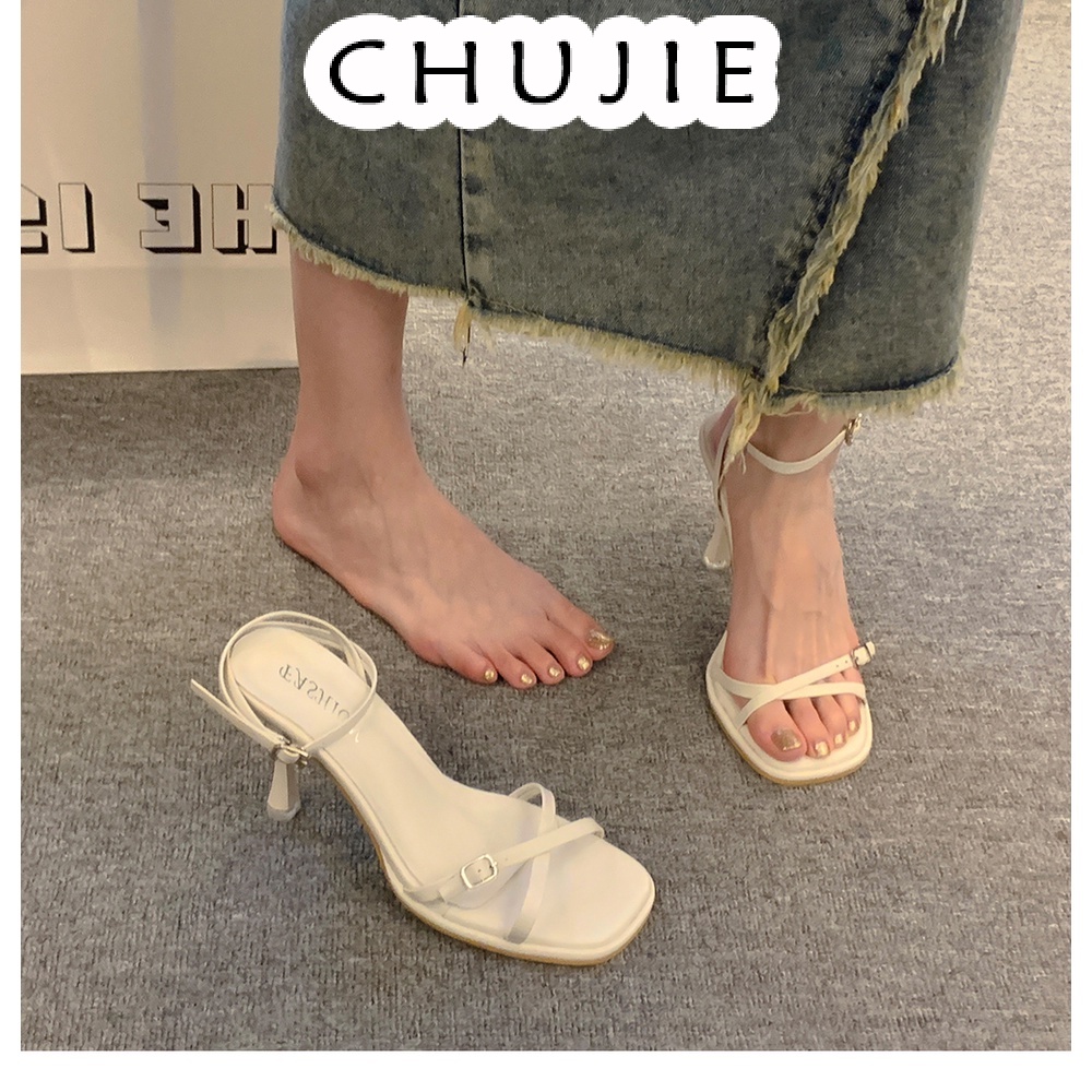 CHUJIE giày cao gót Sandal Cao Gót Hở Ngón Thiết Kế Mới Thời Trang Dành Cho Năm 2023 27Z23062706
