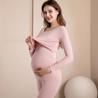 Bộ đồ lót giữ nhiệt dành cho bà bầu cộng với lớp nền nhung mùa thu đông quần áo cho con bú sau sinh