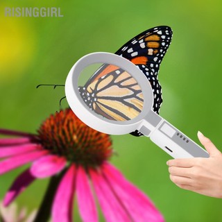 RisingGirl Kính lúp 6X 11 5X Ống kính 16 đọc sách cầm tay có thể gập lại được chiếu sáng bằng đèn LED chân đế