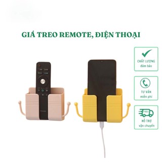 Kệ dán tường giá đỡ điện thoại để Remote , có sẵn miếng dán siêu chắc kèm móc treo 2 bên tiện lợi