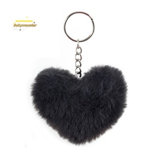 Móc khóa hình quả cầu lông xù 8cm mềm mại trái tim dễ thương
