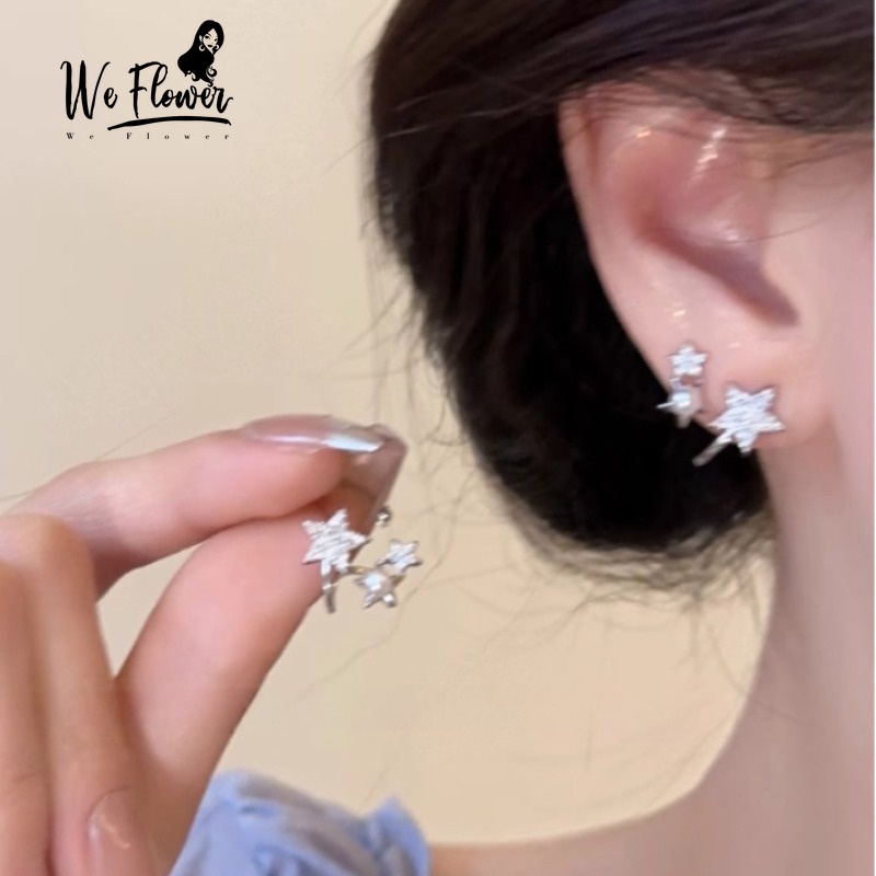 We Flower Bông Tai Mạ Bạc 925 Hình Ngôi Sao Đính Ngọc Trai Thời Trang Cho Nữ