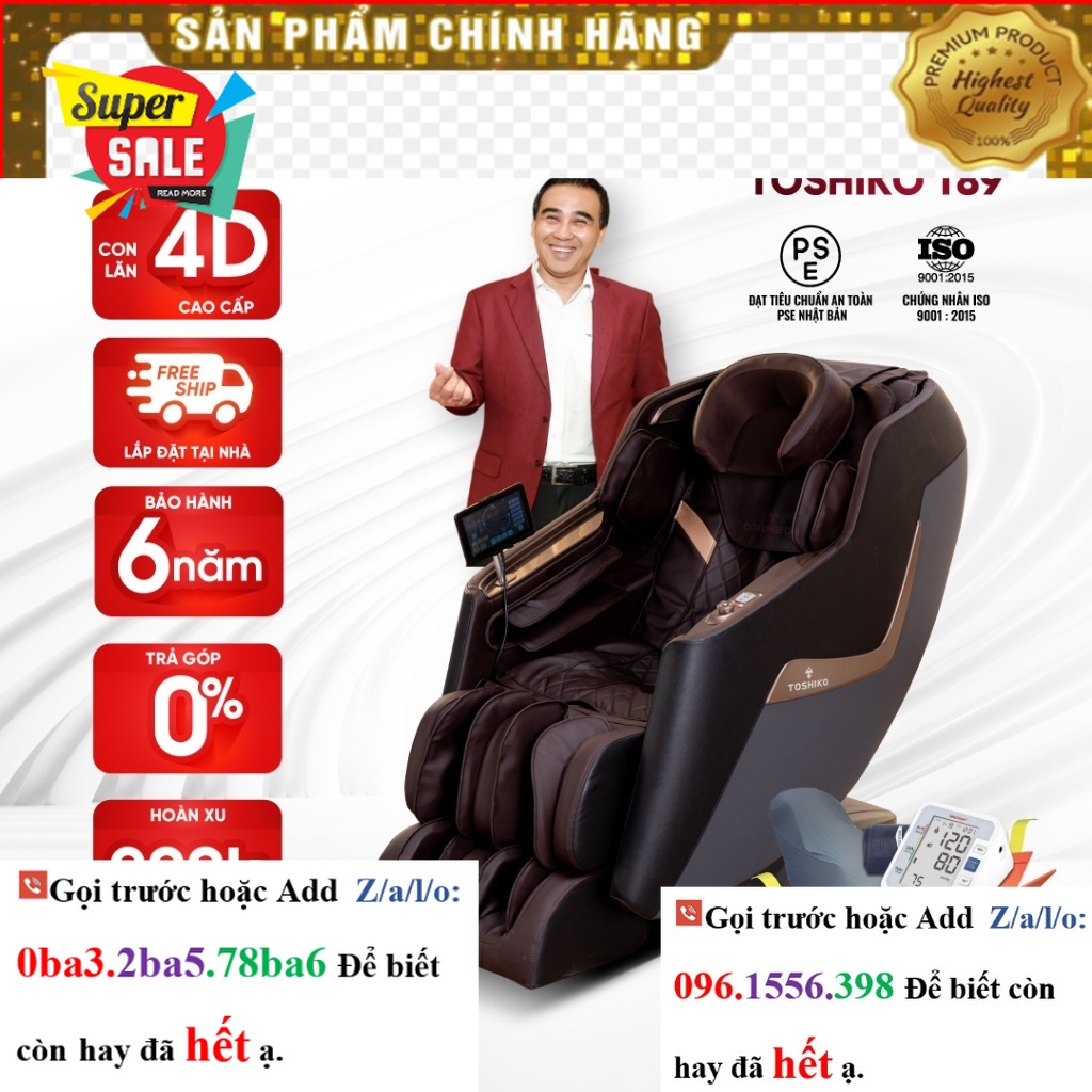 Hãng> Ghế massage Toshiko T89 công nghệ con lăn massage 4D