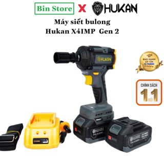 Máy siết bulong dùng pin HUKAN X4 IMP Gen 2 - lực siết 330NM - không chổi than - Xám xi măng[mẫu mới 2024]