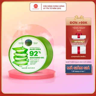 Gel lô hội Nature Republic 92% -hũ nha đam dưỡng ẩm & làm mềm da Soothing & Moisture Aloe Vera 300ml