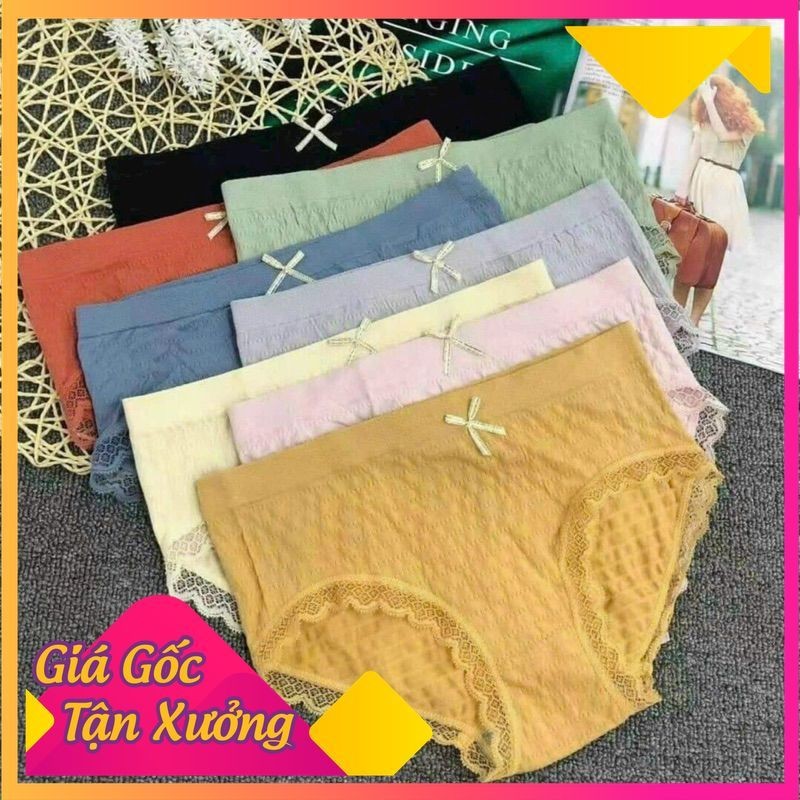 Set 5 quần lót Muji Xuất nhật, cotton dệt kim, thông hơi thoáng khí, đáy tổ ong, nhiều màu - Helen s