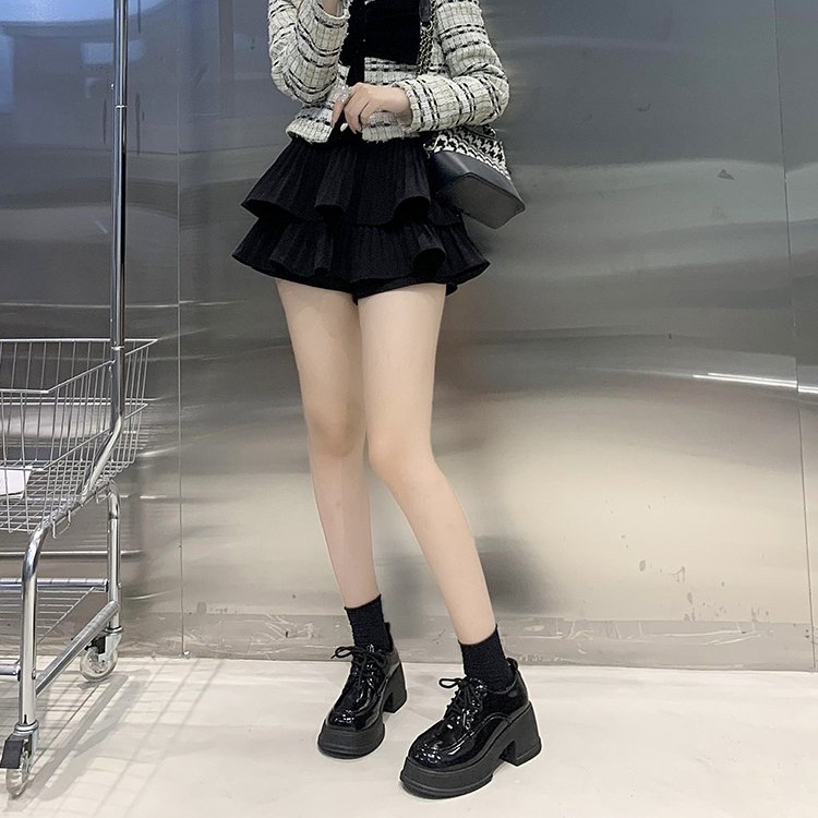 Giày Da Cao Gót Mũi Tròn Phong Cách Anh Quốc Cho Nữ