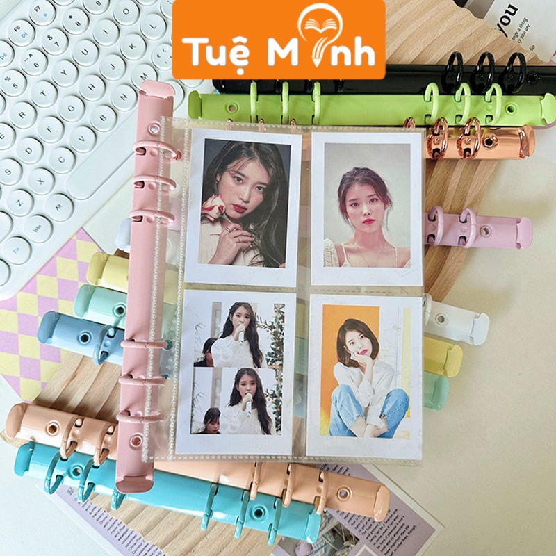 Thanh còng sắt kẹp ruột sổ A5 6 chấu P23 màu pastel, binder kim loại làm sổ còng lưu card album, sổ tay