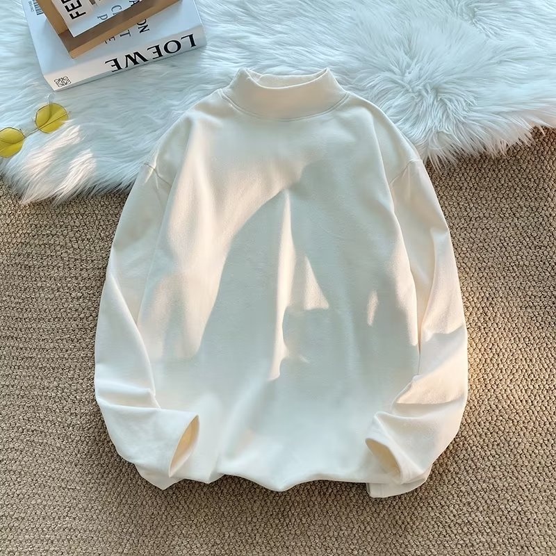 ✦AFFLIGA✦ Cao Cấp - Áo Thun Nam Tay Dài Cổ Cao Hai Mặt Màu Trơn Mặc Trong