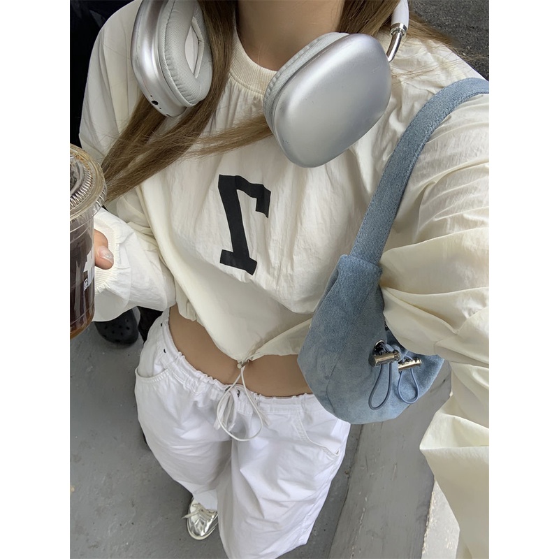 Plus Áo Thun croptop Tay Dài In Chữ Thời Trang Mùa Xuân Dành Cho Nữ Có size Lớn