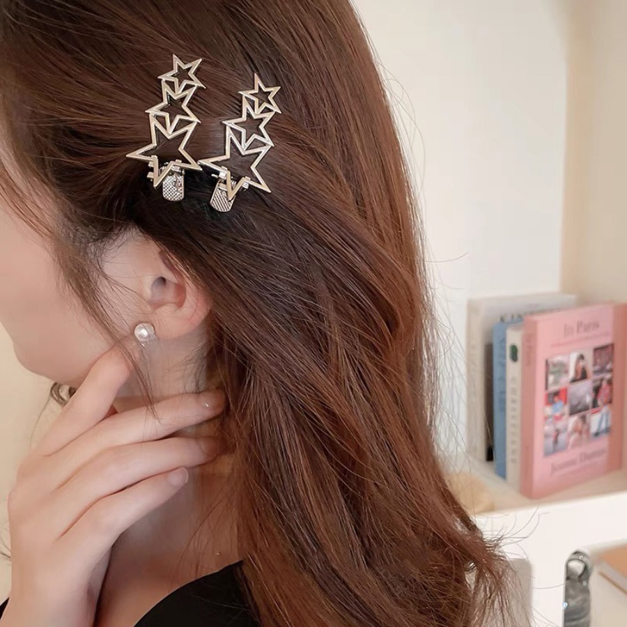 Set 2 Kẹp Tóc Hình Ngôi Sao Bằng Hợp Kim Thời Trang Cho Nữ