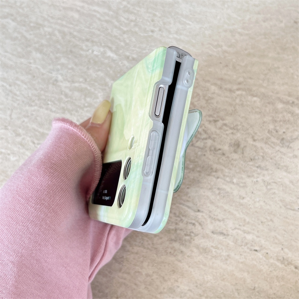Điện Thoại Bao Da Viền Dẻo Họa Tiết Chữ graffiti Màu Xanh Lá Ngọc Thời Trang Cho samsung galaxy z flip 5 4 3 5g z flip5 zflip3 zflip4 Vỏ