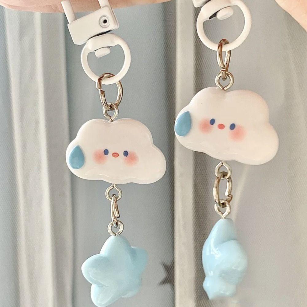 Shanhai Móc Khóa Nhựa Hình Đám Mây Xanh Dương Ngôi Sao Đám Mây Hoạt Hình Dễ Thương Làm Quà Tặng Cho Bạn Gái