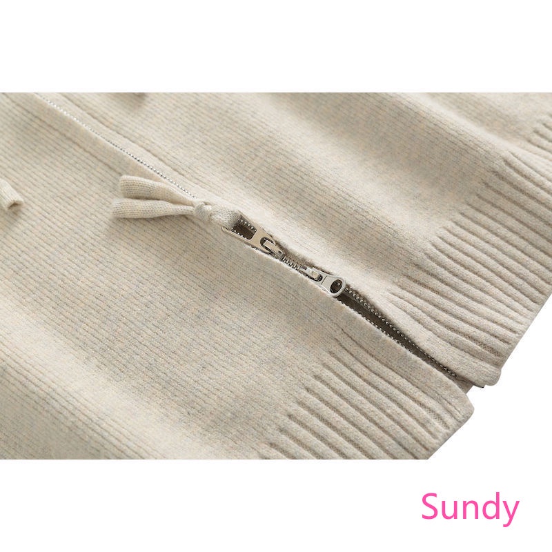 Plus Áo Khoác cardigan Dệt Kim Phối Khóa Kéo Thêu Hình Thỏ Xinh Xắn Cho Nữ