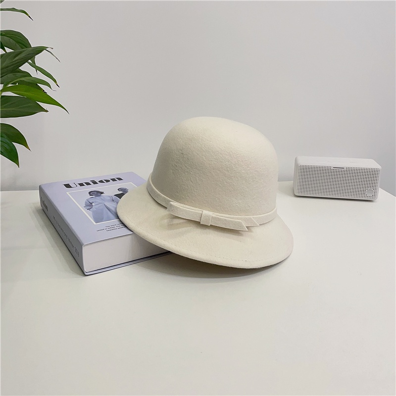 Mũ bucket Chất Liệu Len Cứng Thời Trang Thu Đông Phong Cách Pháp Thanh Lịch Cho Nữ