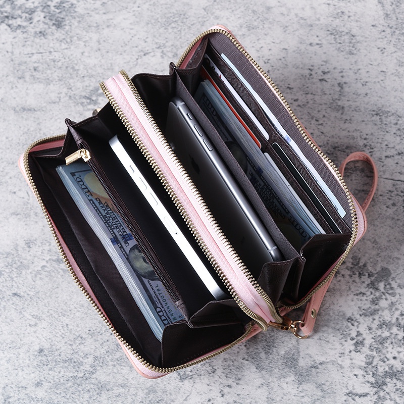 Ví Cầm Tay Dáng Dài Có Khóa Kéo Thêu Họa Tiết Thời Trang Cho Nữ