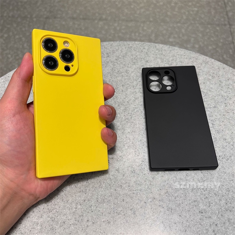 Ôp Điện Thoại Silicon Dẻo Hình Vuông Màu Đen Nhám Sang Trọng Cho iphone 15 14 13 12 11 pro max 14plus Vỏ